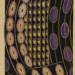 Stylised daisies: purple on black (textile design)